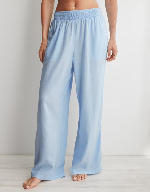 Aerie High Waisted Linen Blend Pool-To-Party Pant | Aerie
