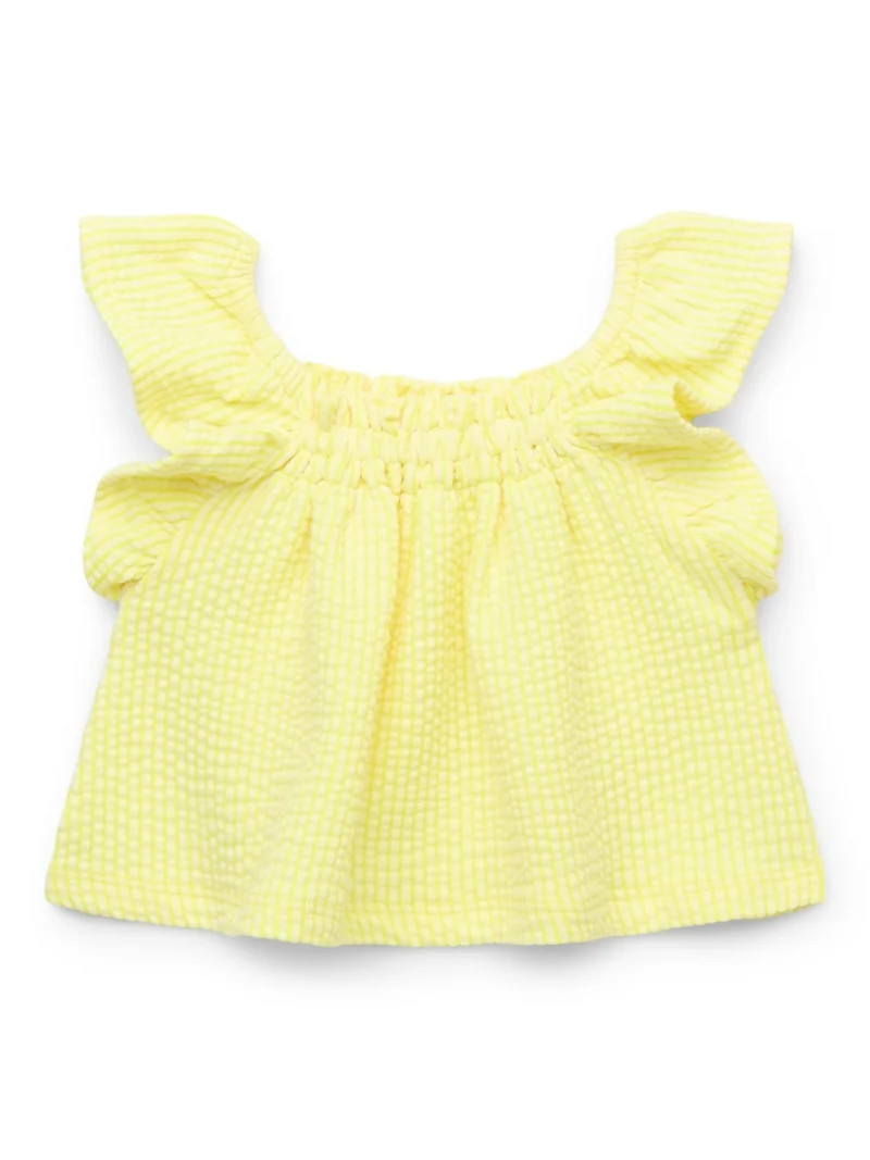 Garanimals Baby Girl Seersucker Flutter Ruffle Top, Sizes 0-24 Months | Walmart (US)