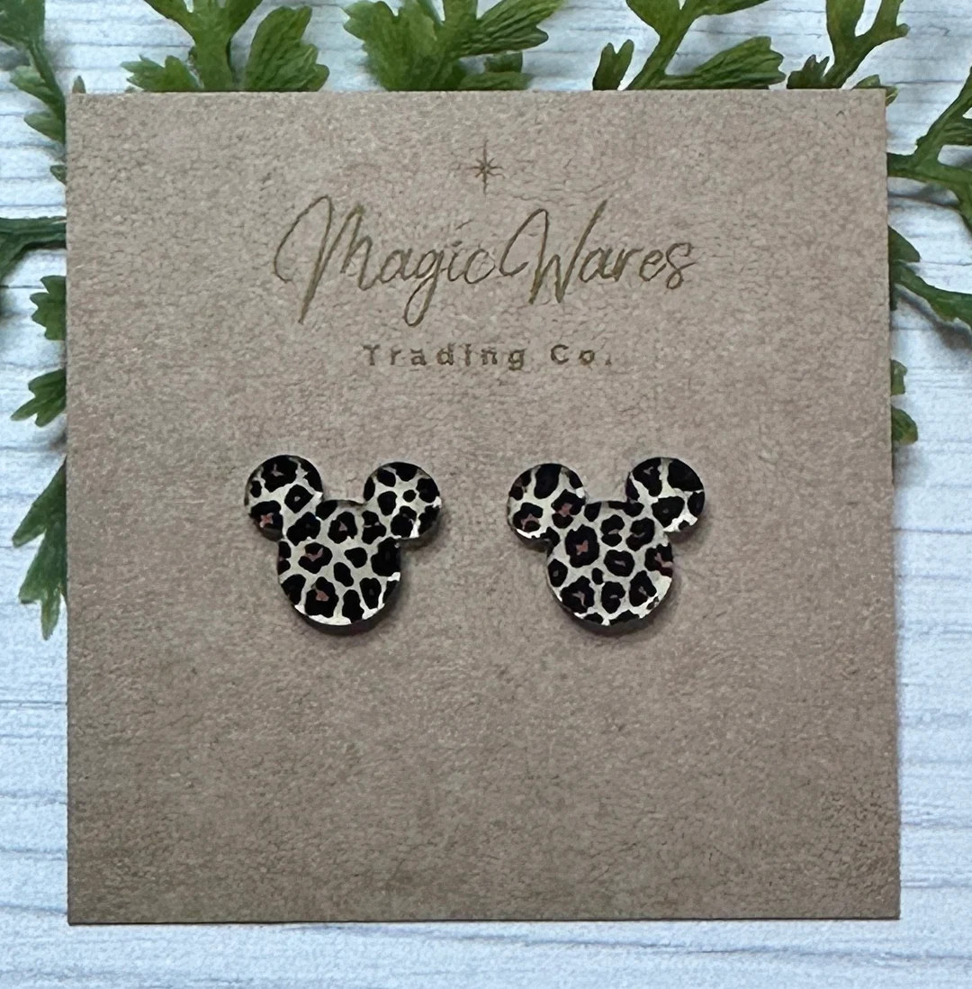 Leopard Stud Laser Cut Crystal Acrylic Earrings Pierced Earlobe Hypoallergenic Post Back, Animal ... | Etsy (US)