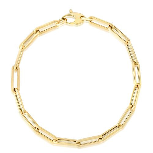Royal Chain 14K Yellow Gold 4.2mm Paperclip Chain Bracelet | HSN