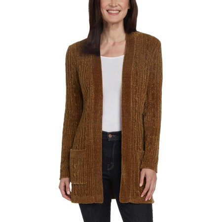 Matty M Women s Cozy Cable Open Front Cardigan Sweater (Tobacco Large) | Walmart (US)
