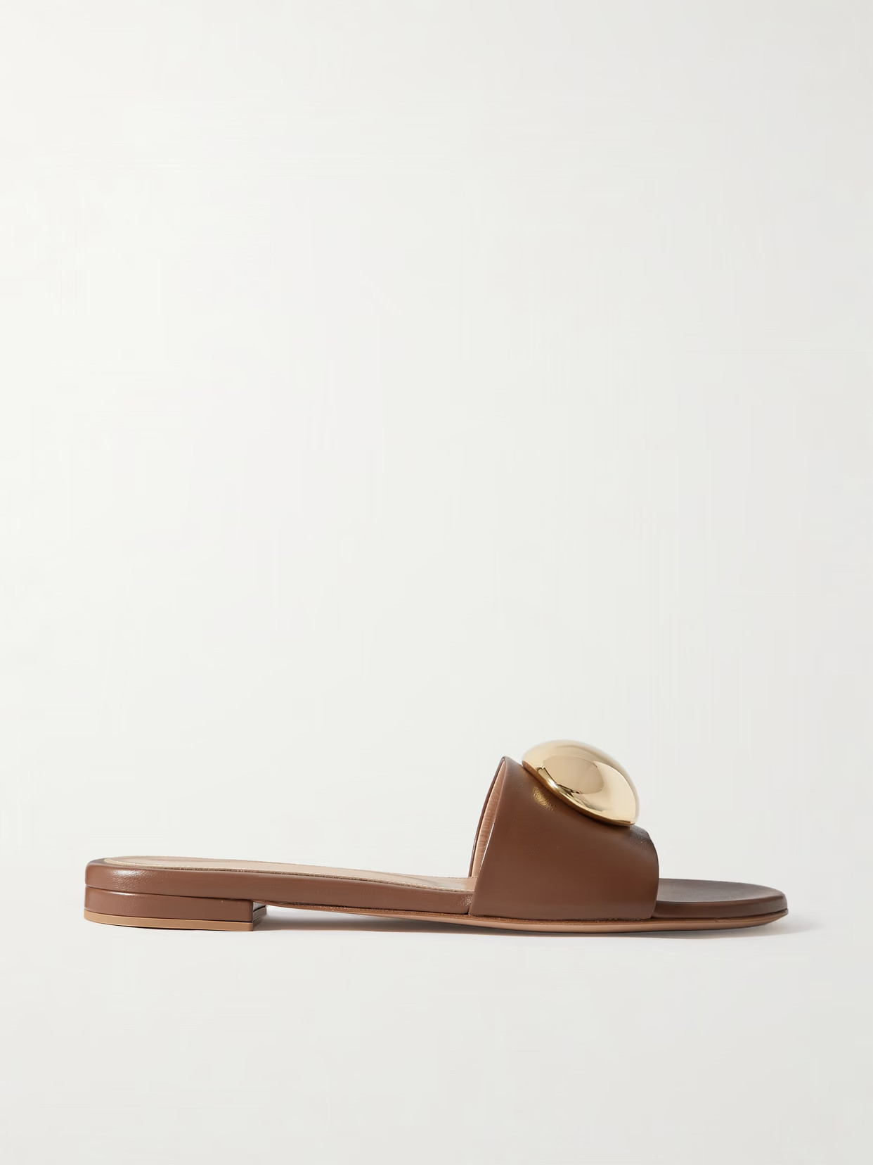 Gianvito Rossi - Embellished Leather Slides - Brown | NET-A-PORTER (US)