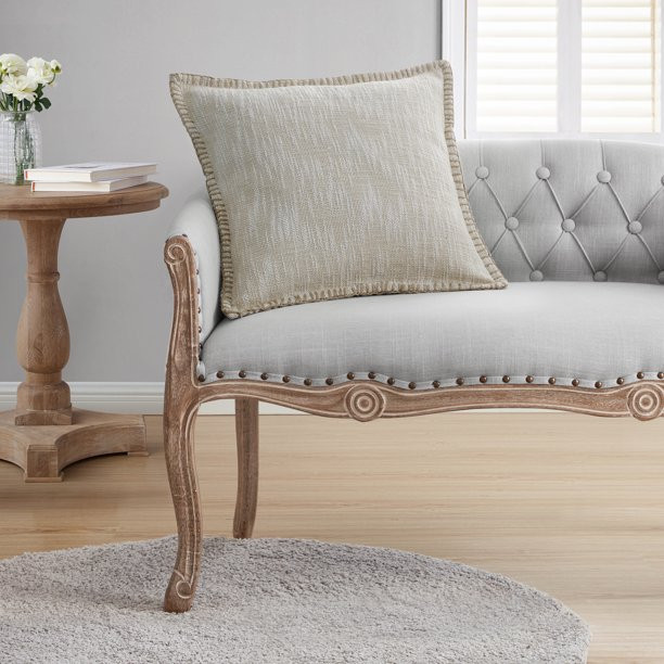 My Texas House Weston Woven Cotton Slub Square Decorative Pillow Cover, 20" x 20", Beige - Walmar... | Walmart (US)