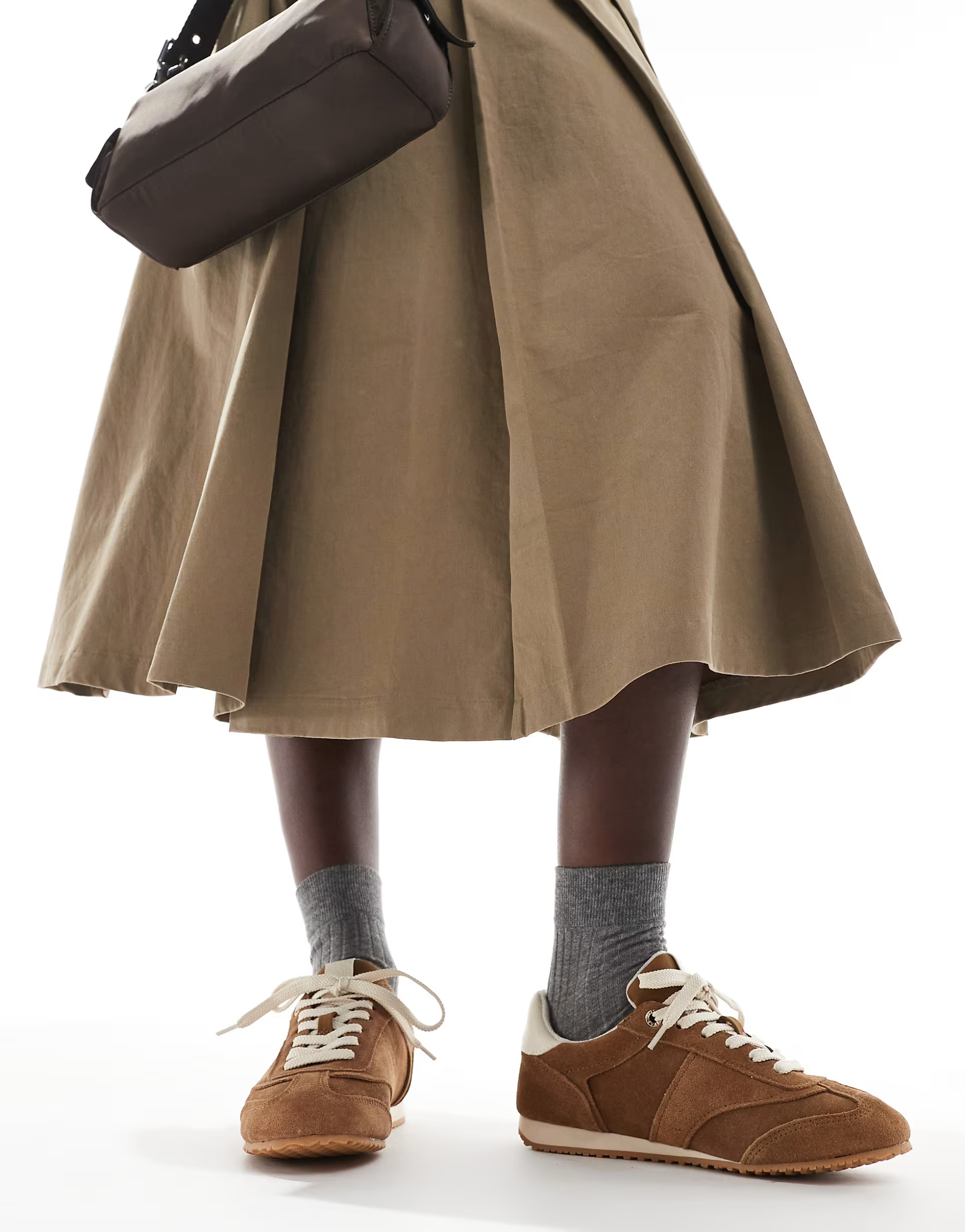 Stradivarius running trainer in soft brown leather | ASOS (Global)