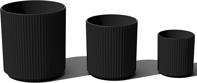 Veradek Demi Series Set of 3 Round Planters for Porch, Patio, Backyard | Durable Plastic-Stone Ma... | Amazon (US)