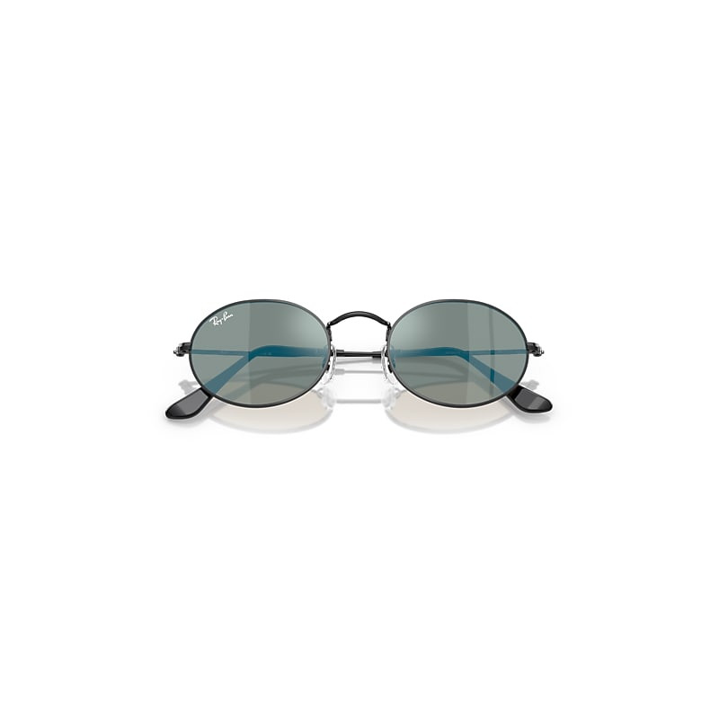 Ray-Ban Oval Flat Lenses Sunglasses Black Frame Blue Lenses 51-21 | Ray-Ban (US)