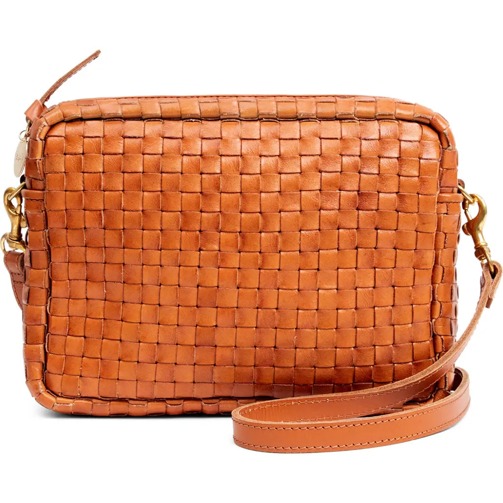 Clare V. Midi Sac Woven Leather Crossbody Bag in Natural Woven Checker at Nordstrom | Nordstrom