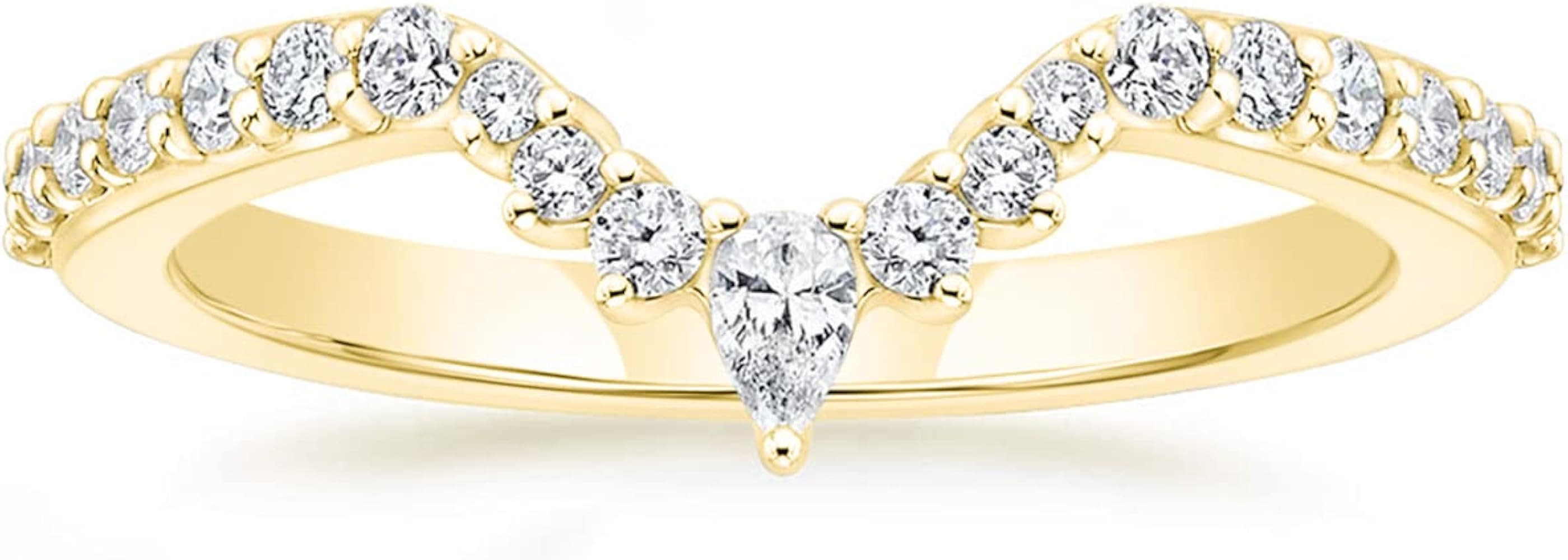 Mameloly Wedding Bands for Women Pear & Round Shaped Stackable Cubic Zirconia Half Eternity CZ Cu... | Amazon (US)