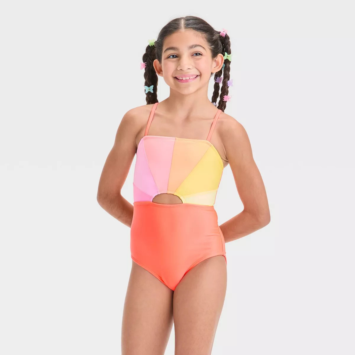 Girls' Colorblock One Piece Swimsuit - Cat & Jack™ M | Target
