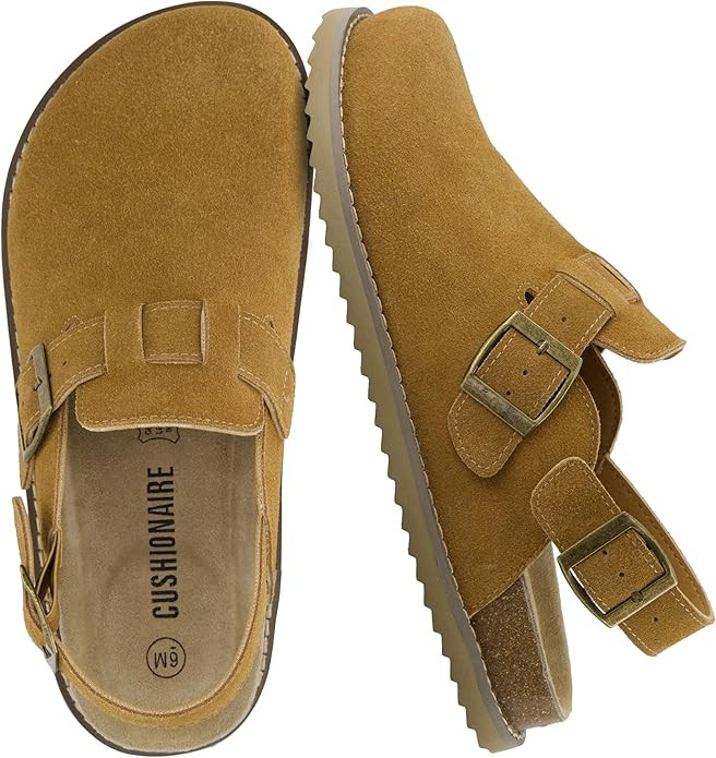 CUSHIONAIRE Brooklyn Suede Womens Slides– Comfortable Clog Mules with Adjustable Buckles – Su... | Amazon (US)