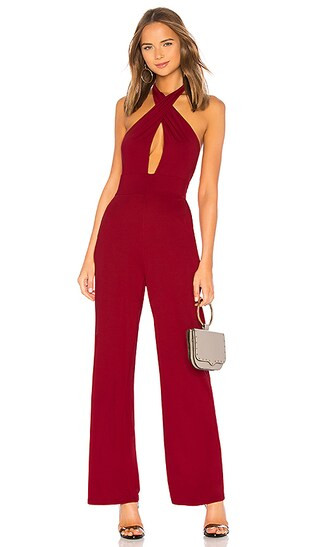Riri Cross Front Jumpsuit in Burgundy | Revolve Clothing (Global)