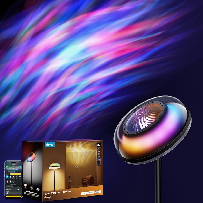 Govee Uplighter Floor Lamp for Living Room, RGBIC Ripple Projector, Floor Lamp for Bedroom, Compa... | Amazon (US)