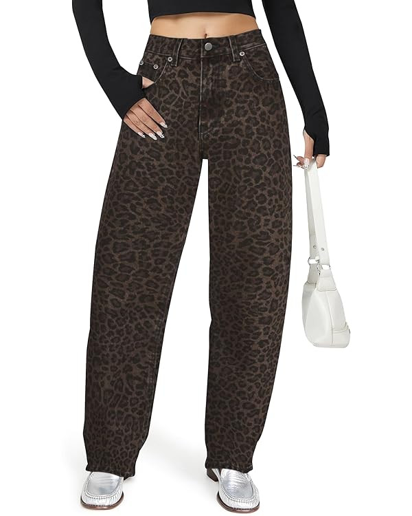 AUWUKA Barrel Jeans for Women, High Waisted Wide Straight Leg Boyfriend Microelastic Womens Mom J... | Amazon (US)