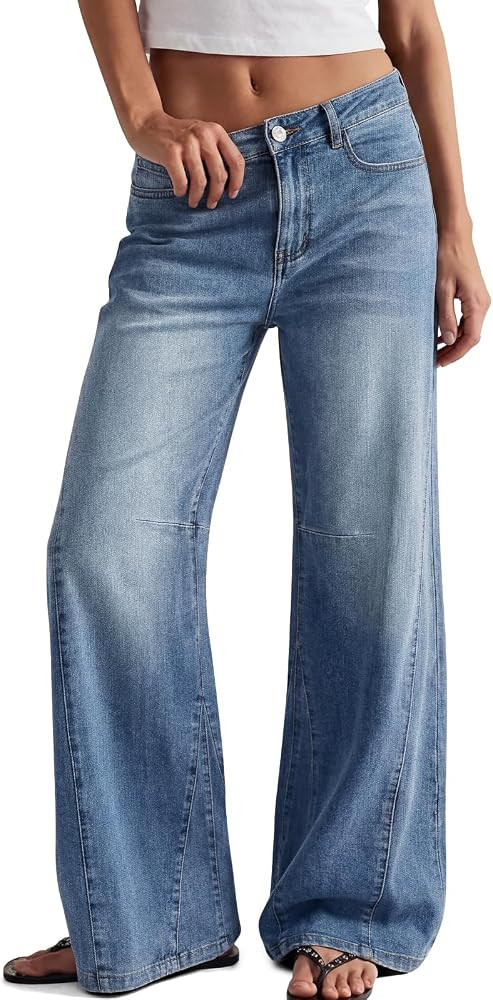 Trendy Queen Women's High Waisted Wide Leg Jeans Barrel Baggy Pants | Amazon (US)