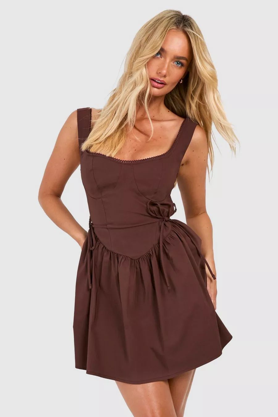 Corset Bengaline Milkmaid Mini Dress | boohoo (US & Canada)