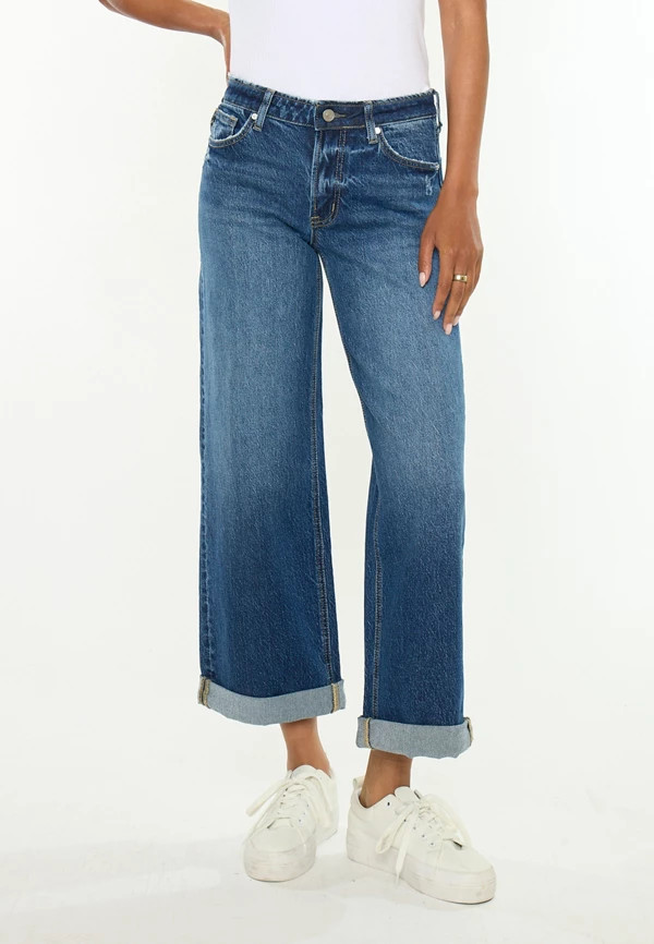 KanCan\u2122 Mid Rise Mini Roll Hem Wide Leg Jean | Maurices