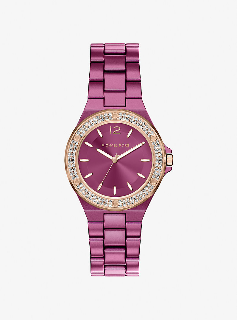 Mini Lennox Pavé Pink-Tone Watch | Michael Kors US