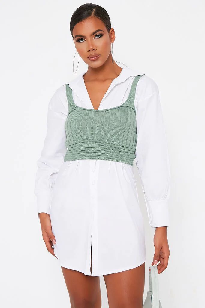 Sage Knitted Rib Crop Top | ISAWITFIRST