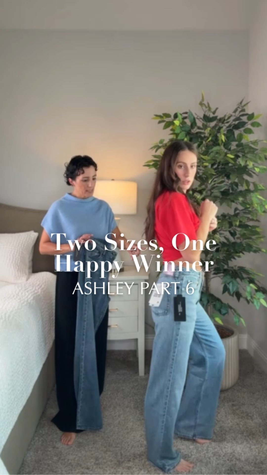 Helping Ashley pick between two sizes today — she went with the 24! It fits her waist better and stays put (no mama-life bending worries 🙃). Both washes were cute, but this one just made her happiest. Part 6 of our jean-try-on series together. 💙👖

#LTKmomlife #LTKootd