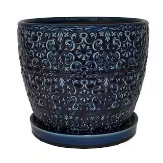 Trendspot 12 in. Dia Blue Mediterranean Bell Ceramic Planter-CR11403S-120A - The Home Depot | The Home Depot