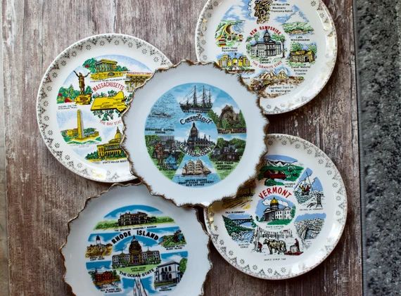 New England State Plates/Mid Century Vintage/New England Souvenirs | Etsy (US)