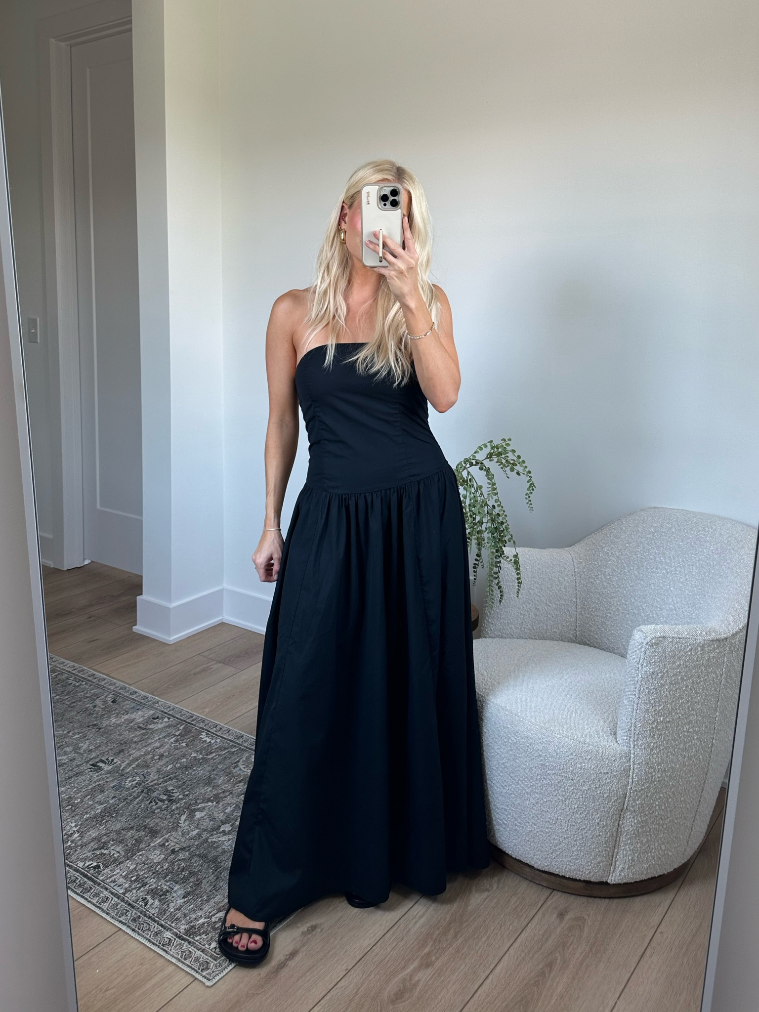 strapless drop-waist maxi dress Delicate Rhinestone Drop Waist Maxi Dress main image 1
