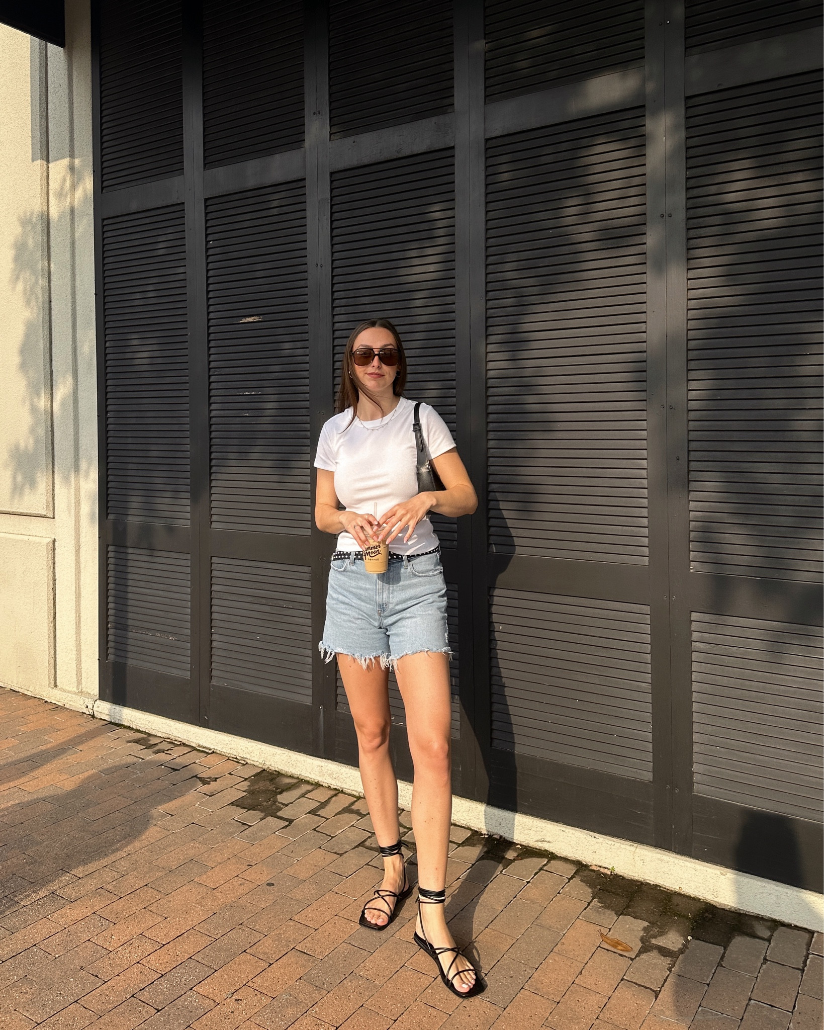 summer uniform - dad fit jean shorts - wrap strappy sandals - baby tee - studded belt

#LTKStyleTip #LTKFindsUnder100 #LTKSaleAlert