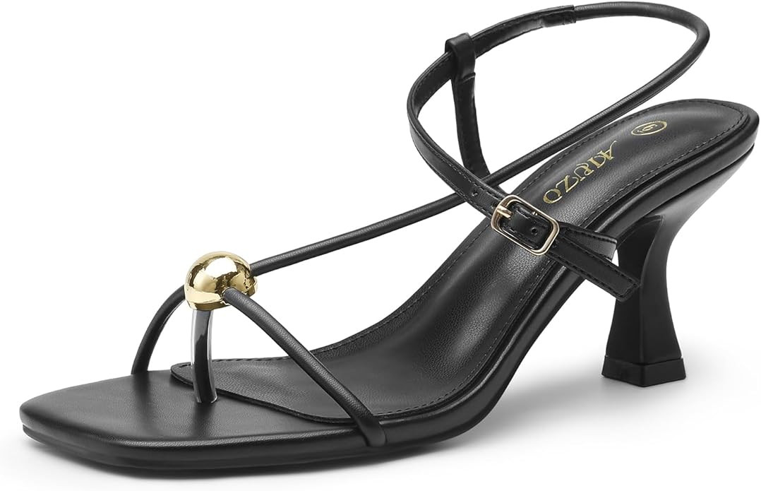 Women's Kitten Heel Sandals, Square Open Toe Slingback Flip Flop Heels with Adjustable Ankle Stra... | Amazon (US)