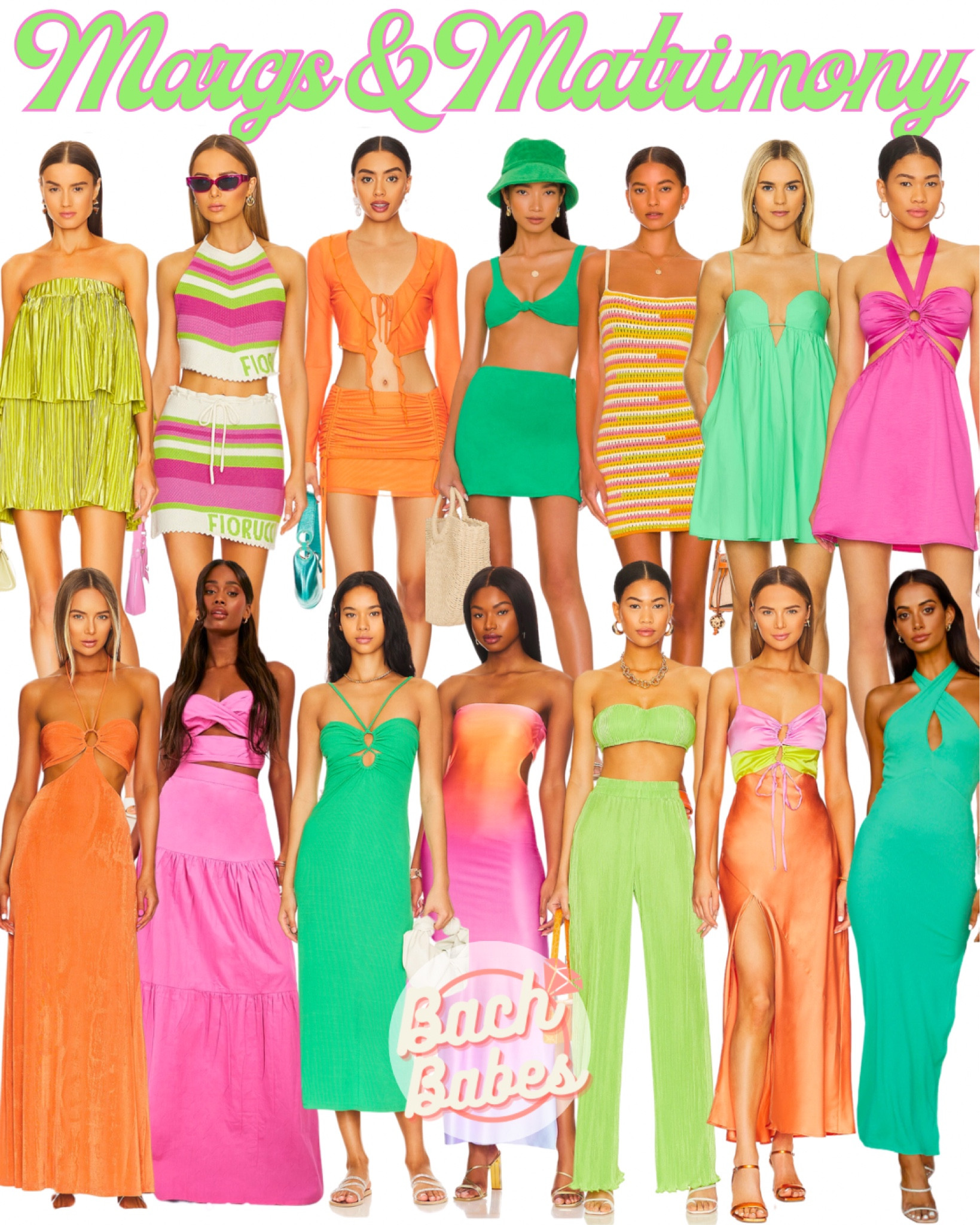 Margs & Matrimony Bach Party Outfits! 🍹🌺🌞 #MargsAndMatrimony #TequilaSunrise #BachPartyOutfits #BacheloretteParty