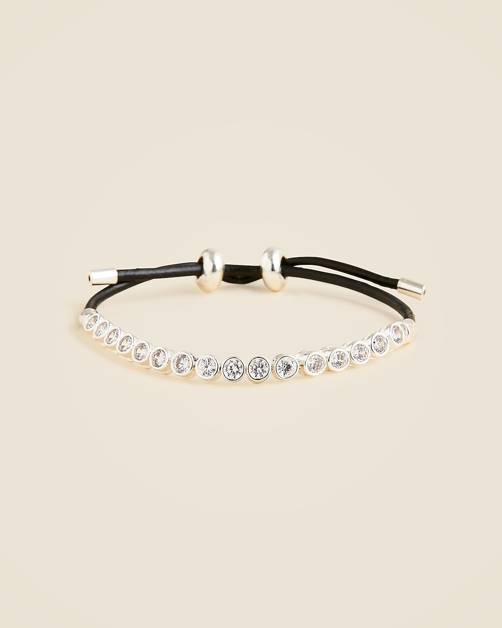Leather and cubic zirconia bezel-set tennis bracelet | J. Crew US