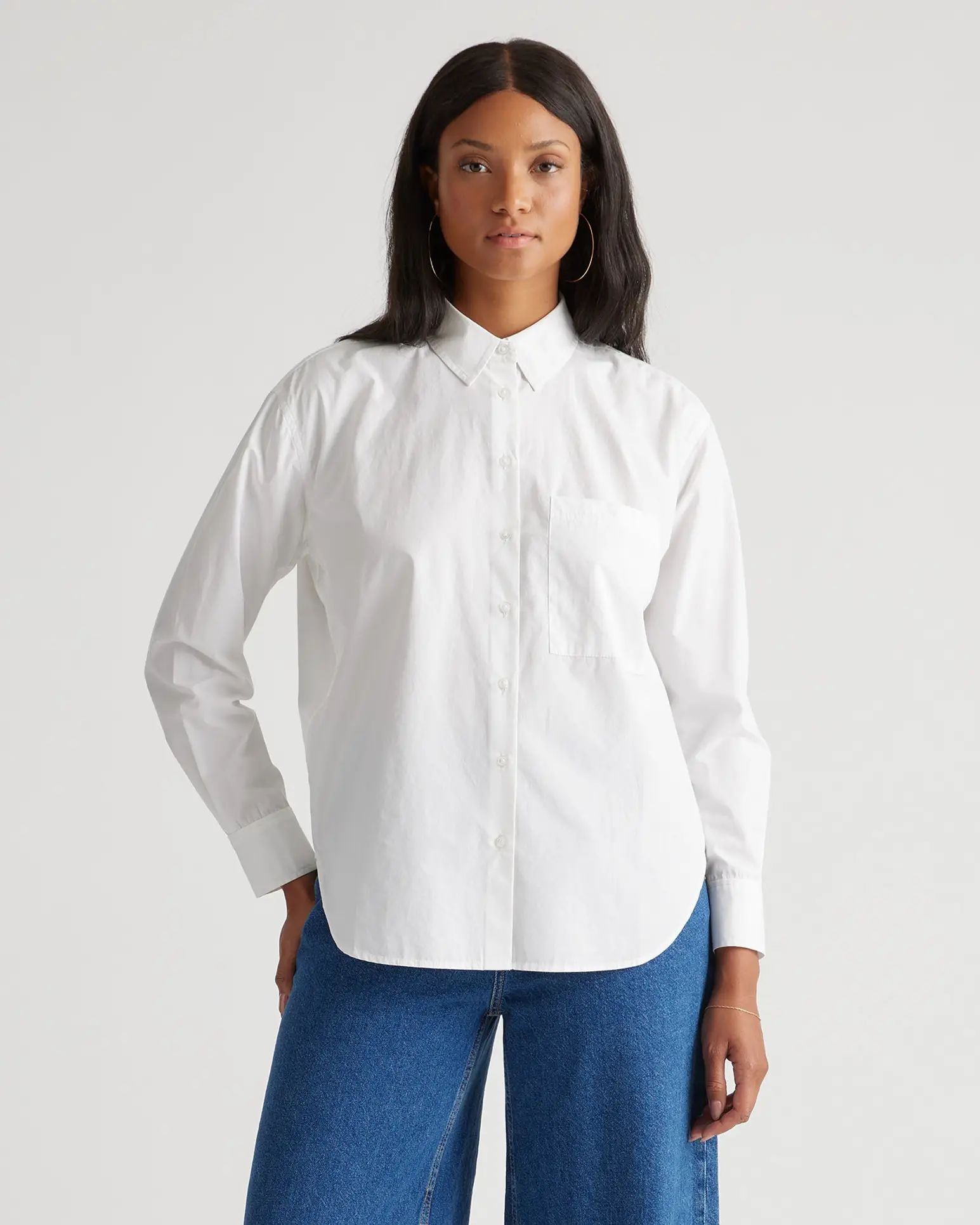 100% Organic Cotton Poplin Long Sleeve Boyfriend Shirt | Quince