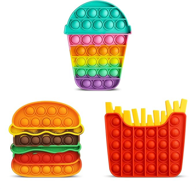 Aemotoy 3PCS Push Bubble Fidget Sensory Toys for Kids Adults Silicone Pop Rainbow Hamburger Squee... | Amazon (US)
