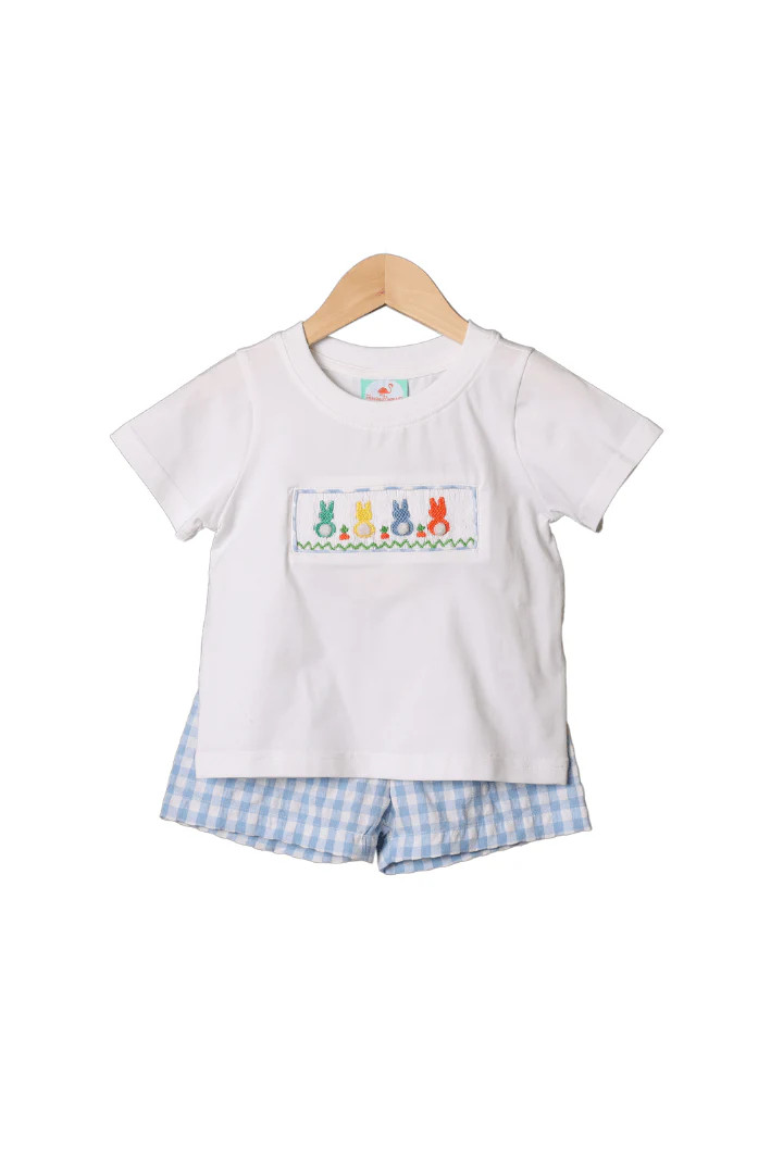Smocked Peter Cotton Tail Seersucker Short Set | The Smocked Flamingo