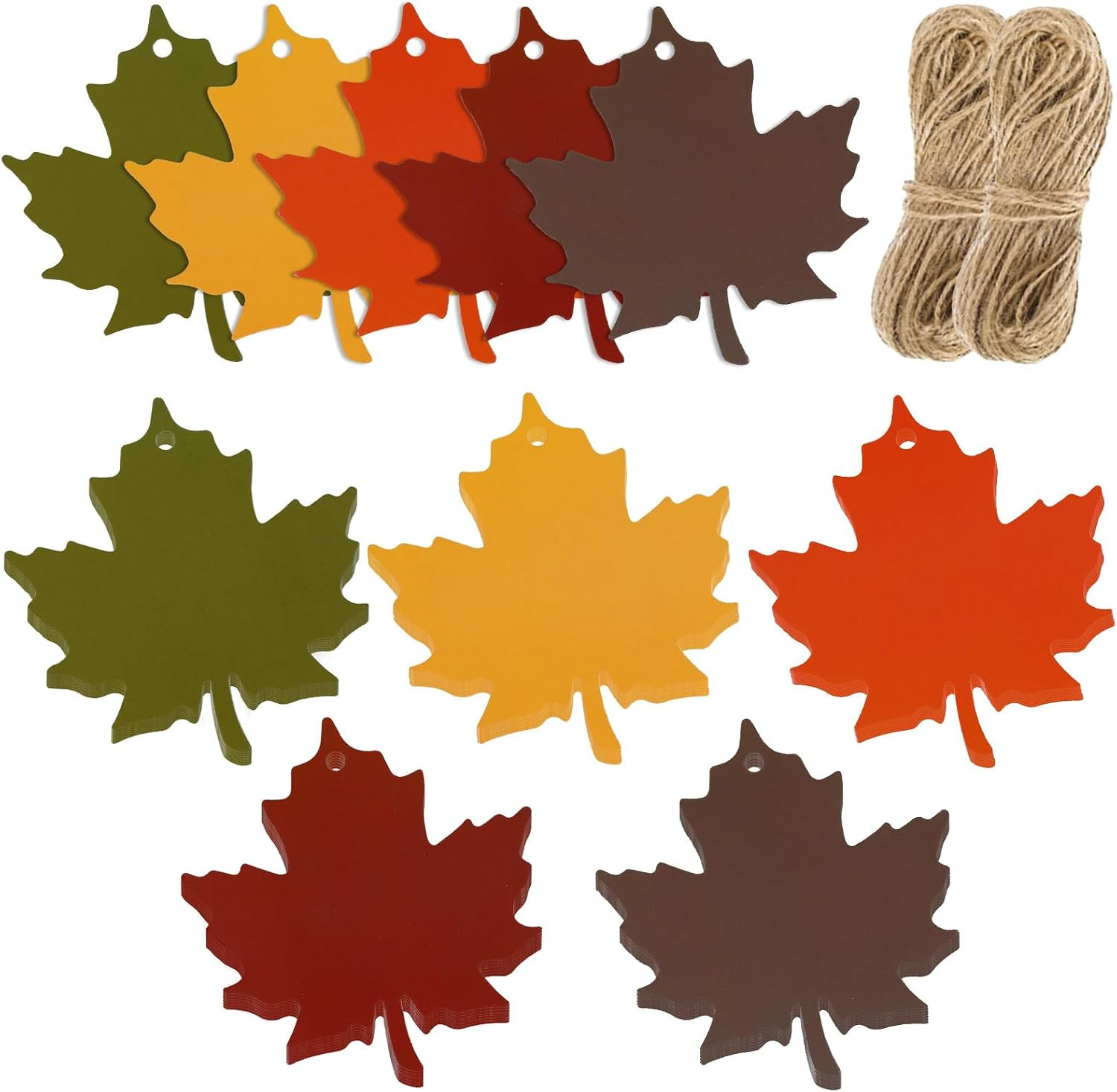 Whaline 150 Pcs Fall Thanksgiving Maple Leaf Gift Tags 5 Colors Autumn Leaf Paper Tags with Hemp Rope Blank Hanging Thank You Labels for DIY Crafts Party Favors Wrapping Supplies | Amazon (US)