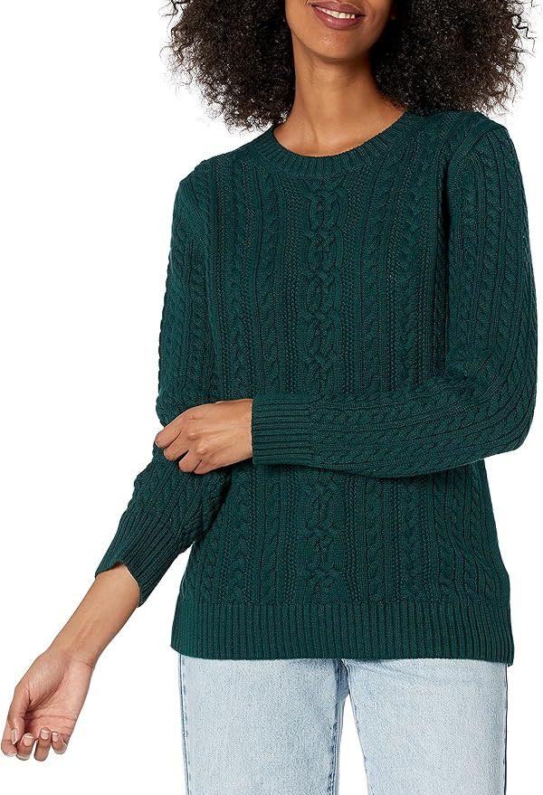 Amazon Essentials Women's Fisherman Cable Long-Sleeve Crewneck Sweater (Available in Plus Size) | Amazon (US)