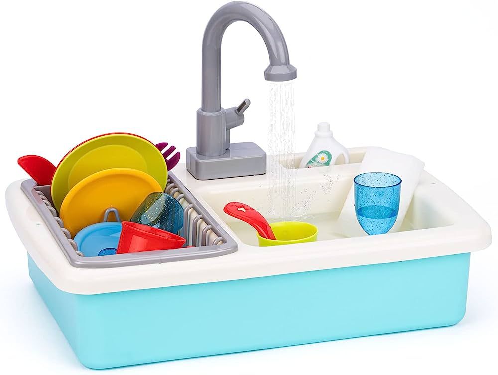 20 PCS Baby Bath Play Sink Toys, Kids Toy Sink, Electric Dishwasher Play Kitchen Set with Running... | Amazon (US)