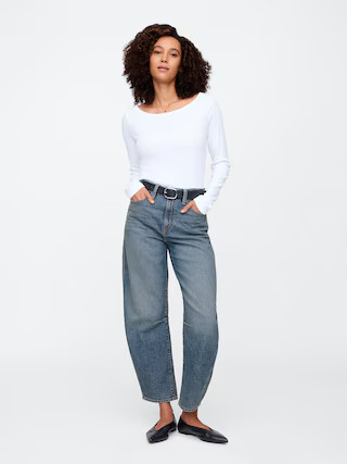 High Rise Barrel Jeans | Gap Factory