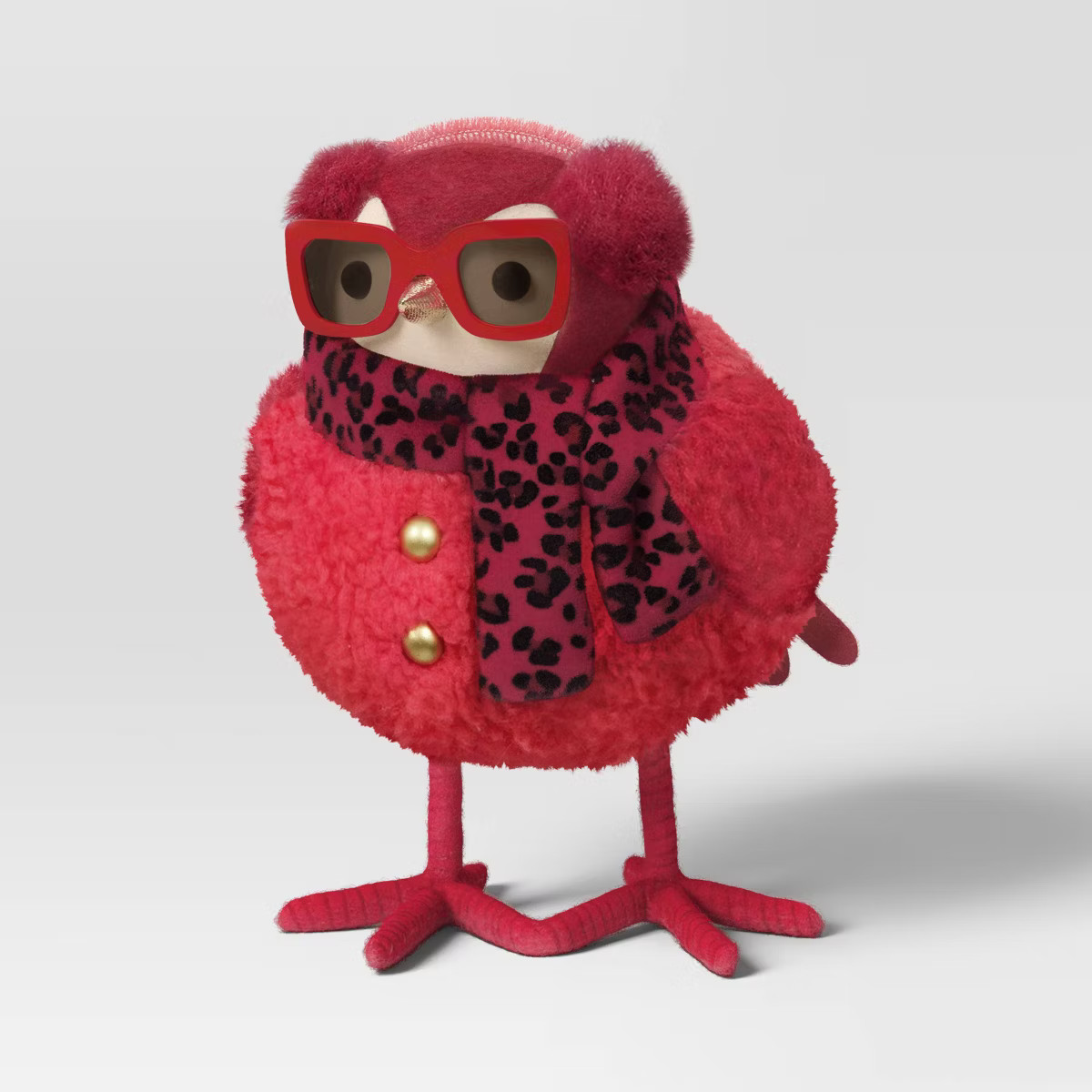 6.75" Featherly Friends Bird Wearing Leopard Print Scarf Fabric Christmas Figurine - Wondershop... | Target