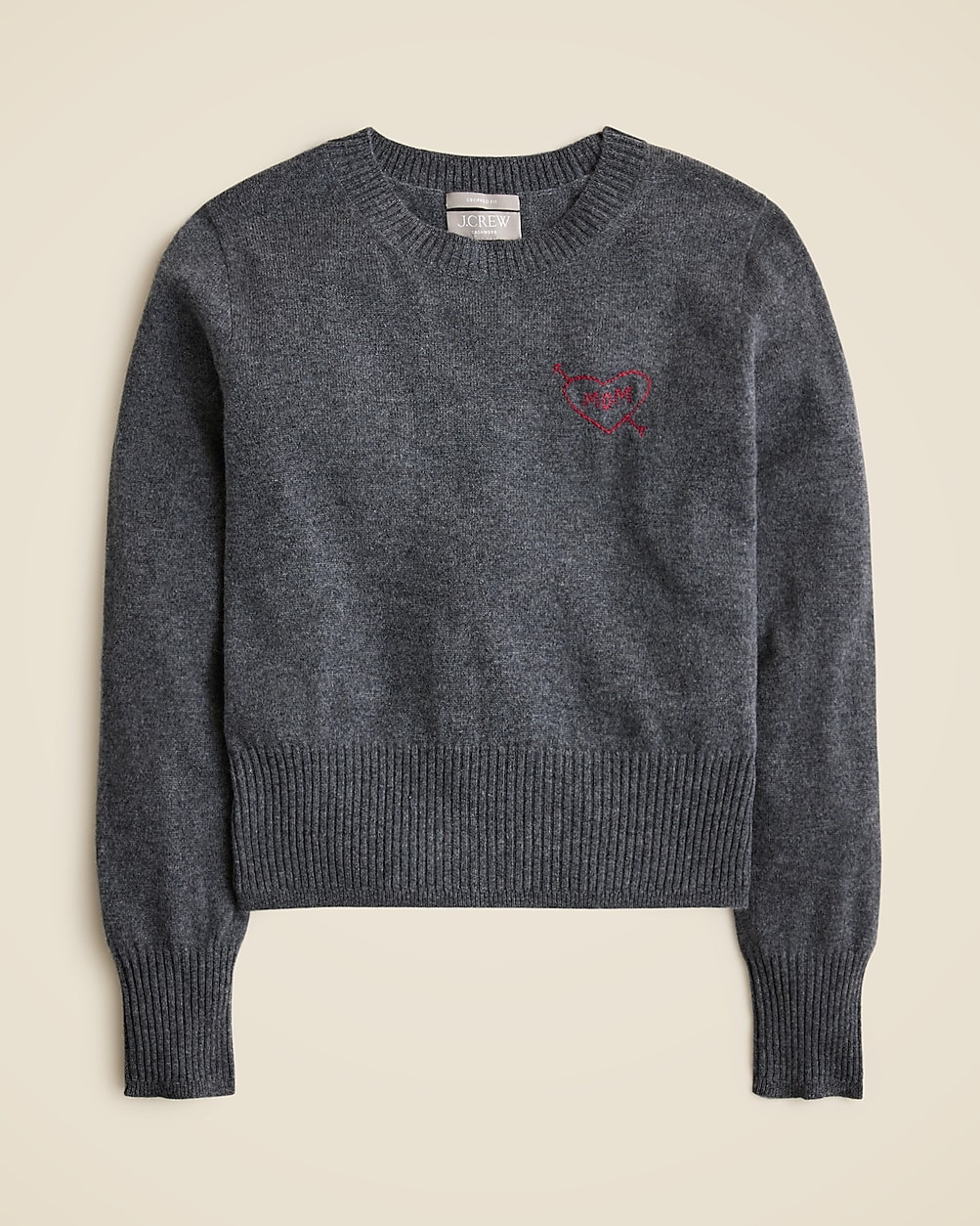 Embroidered cashmere shrunken crewneck sweater | J. Crew US