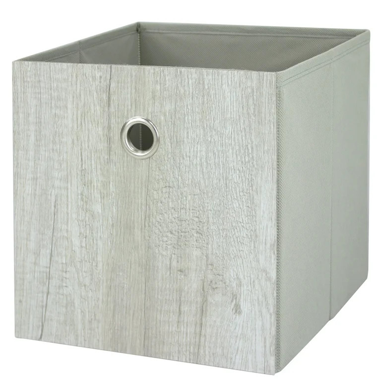 Mainstays Collapsible Fabric Cube Storage Bin (10.5" x 10.5"), Grey Wood Grain - Walmart.com | Walmart (US)