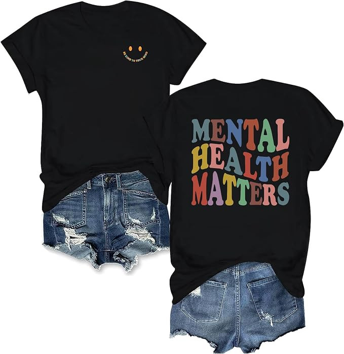 Women's Mental Health Awareness Shirt Mental Health Matters Graphic Short Sleeve Tee Tops | Amazon (US)