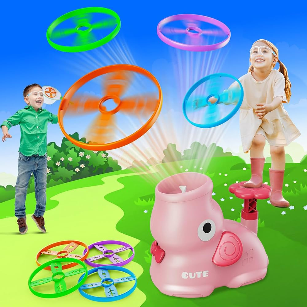 CPSYUB Outdoor Stomp Flying Disc Launcher Toys for Kids Ages 3 4 5 6 7 8, Elephant Butterfly Catc... | Amazon (US)