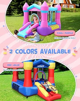 AirMyFun Pink Inflatable Toddler Bounce House with Blower, Indoor/Outdoor Jumping Castle for Kids... | Amazon (US)