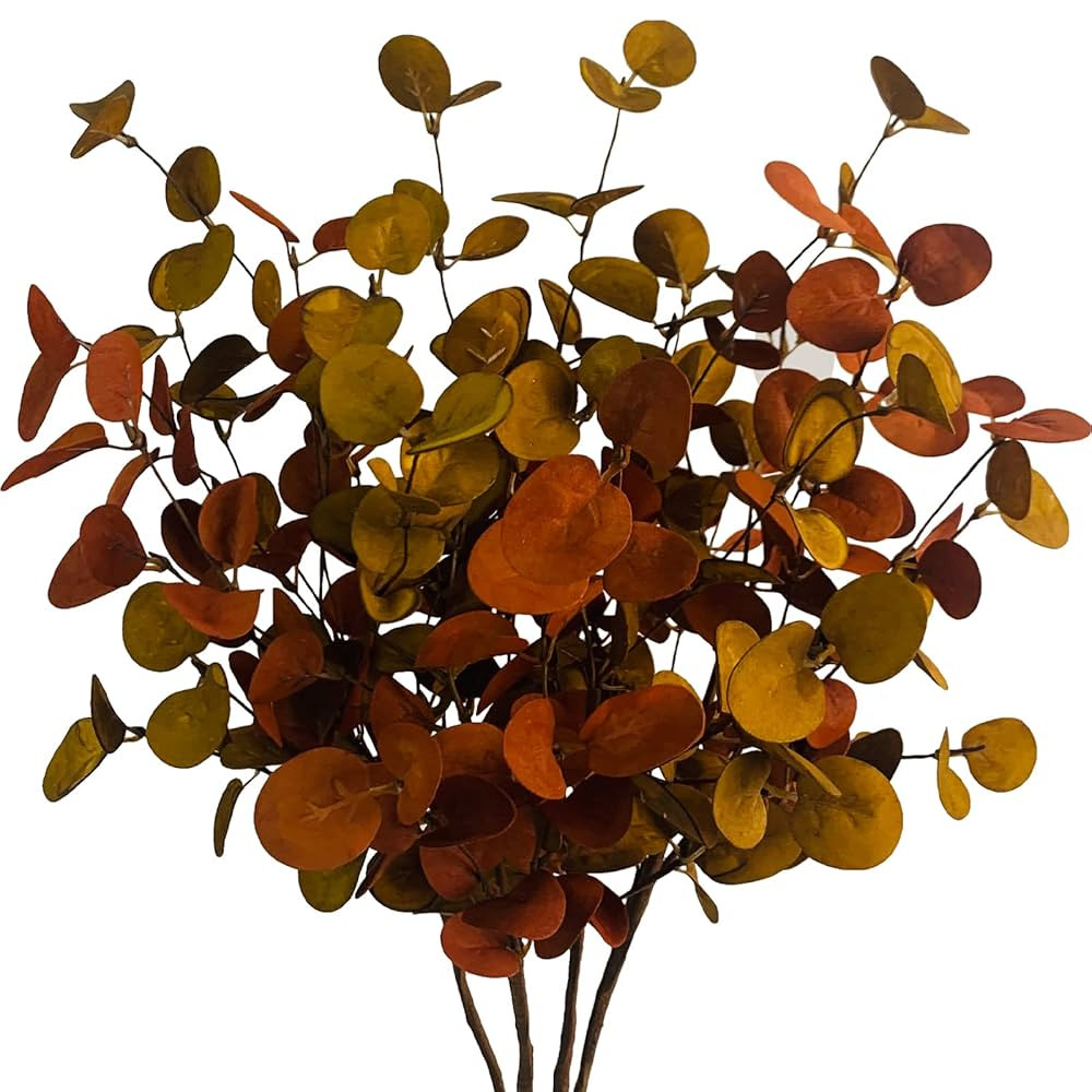 4 Pcs Artificial Fall Eucalyptus Leaves Greenery Stems Plants for Home Floral Arrangement Wedding... | Amazon (US)