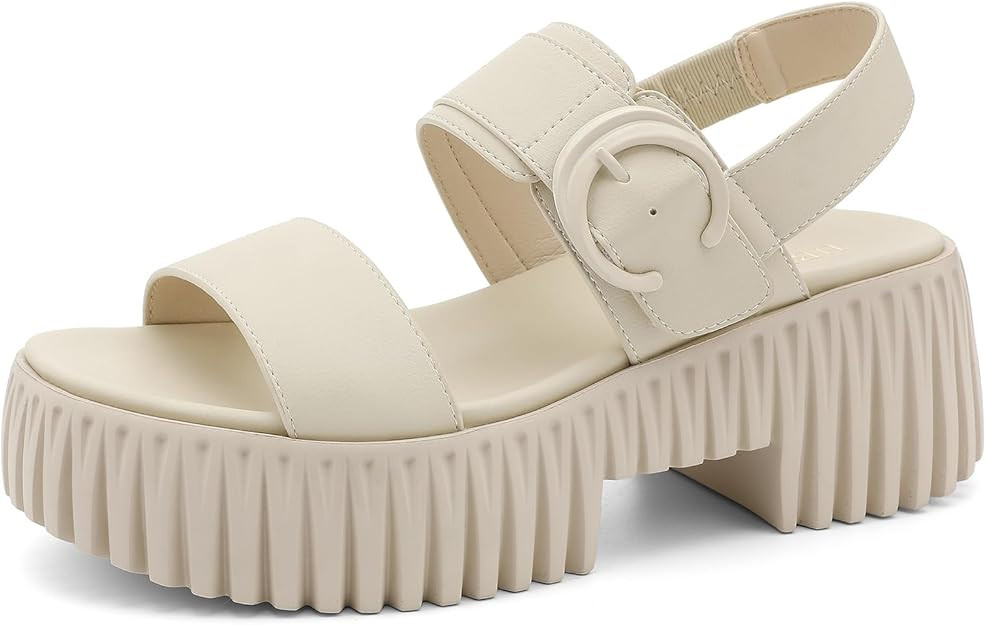 UBFEN Womens Platform Sandals Comfortable Arch Support for Summer Dressy Casual Lightweight Chunk... | Amazon (US)