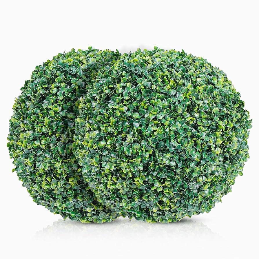 DRAY Premium 20.87" Faux Boxwood Balls – Set of 2 Artificial Topiary Spheres for Outdoor & Indo... | Amazon (US)