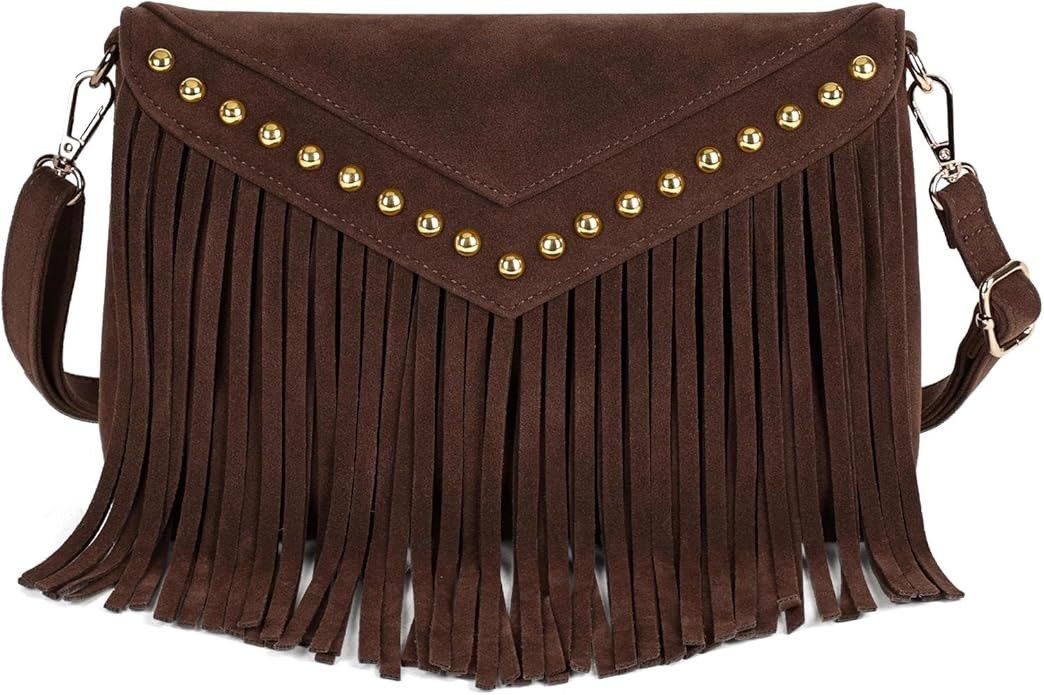 KouLi Buir Boho Western Fringe Purse for Women Double Velour Suede Crossbody Tassel Hobo Bag with... | Amazon (US)
