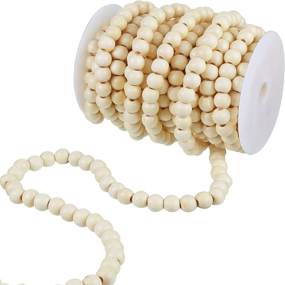 Christmas Wooden Bead Garland Rustic Farmhouse Bead Garland Xmas Tree Bead Ornaments for Christma... | Amazon (US)