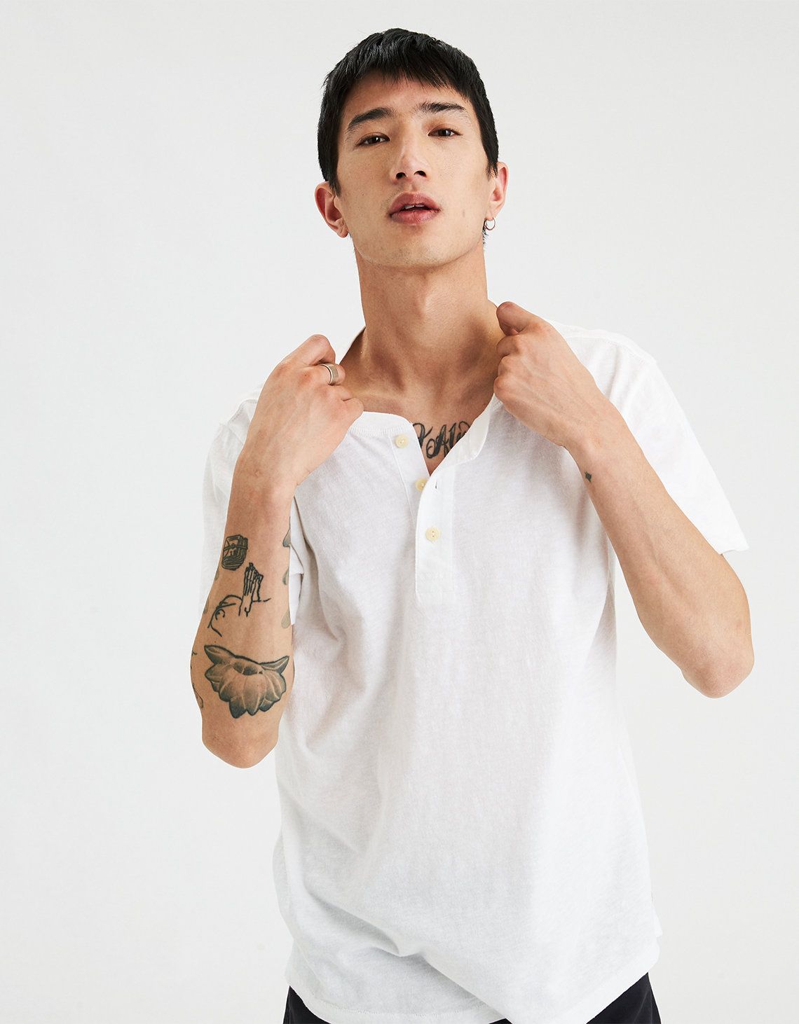 AE Washed Henley, White | American Eagle Outfitters (US & CA)
