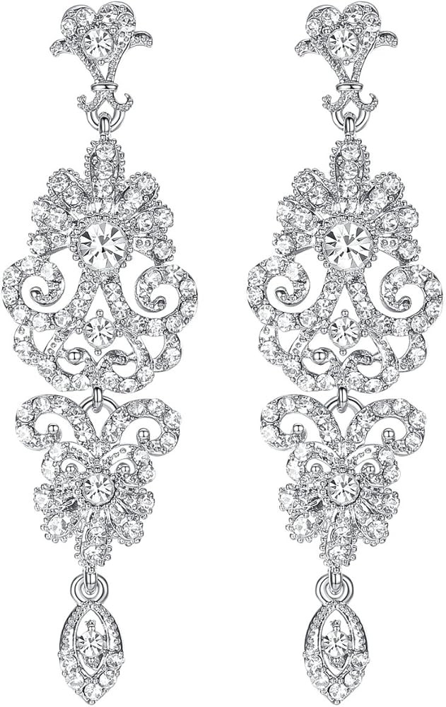 mecresh Gold/Silver Rhinestone Chandelier Wedding Bridal Dangle Earrings | Amazon (US)